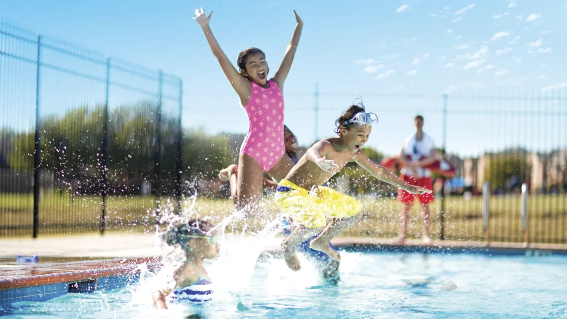 Kids in a swimming pool