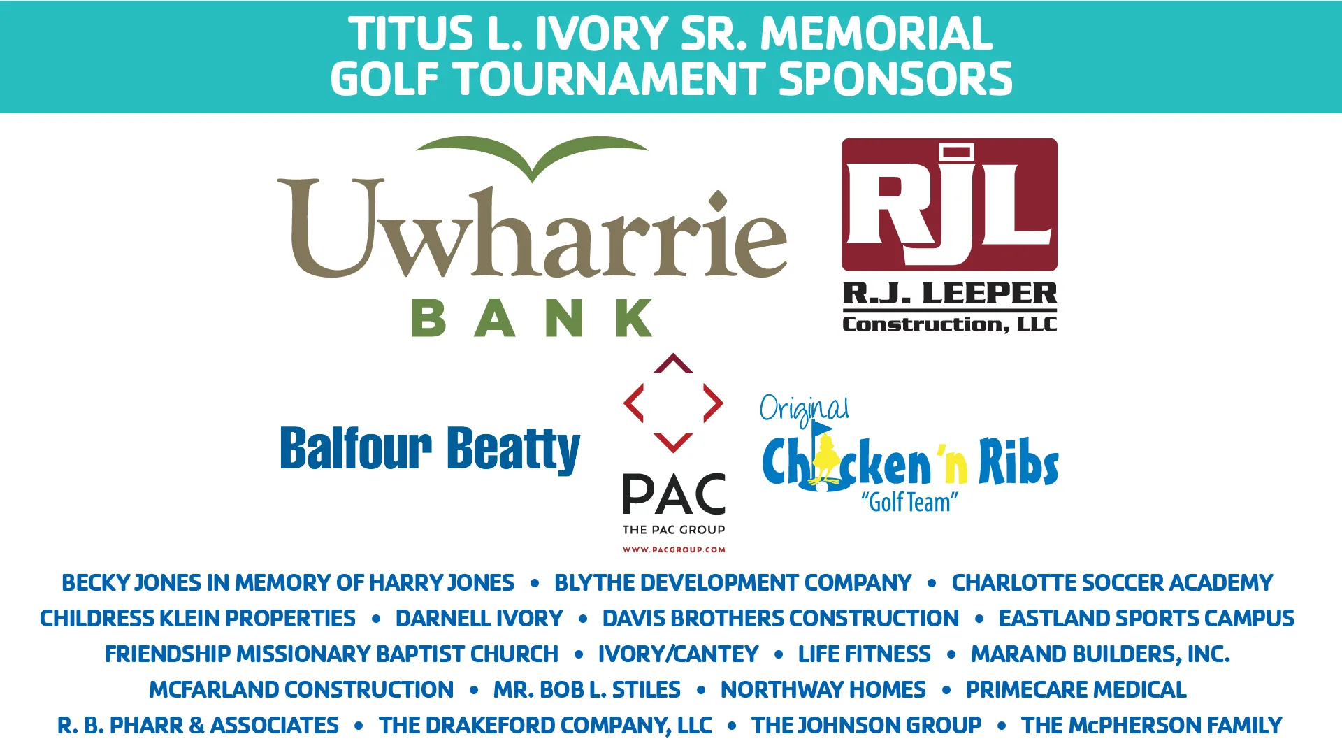 Titus L. Ivory Sr. Memorial Golf Tournament Sponsors List for 2025